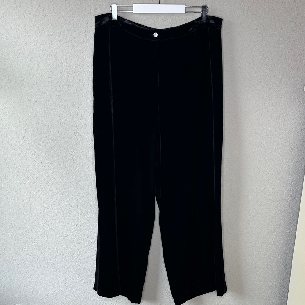 NWOT Sundance Black Velvet Wide Leg Rayon Silk Blend Fully Lined Pants Size 16‎